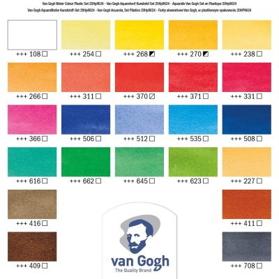 Набір акварельних фарб, VAN GOGH, 24 кювети+пензлик, +спонж, пластик, Royal Talens