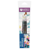 Набор кистей для росписи тканей №1 синтетика, 3шт, круглая (№1), плоская (№ 4,8) короткая ручка Arteo