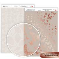 Бумага двусторонняя матовая, дизайнерская Copper Butterflies с тиснением, 21х29,7 см, 200 гм2, ROSA TALENT (5318096)