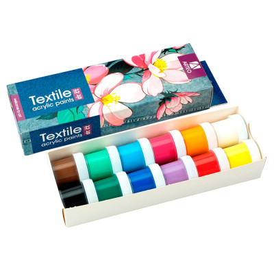 Набор акриловых красок для росписи тканей Flowers 12x10мл Arteo