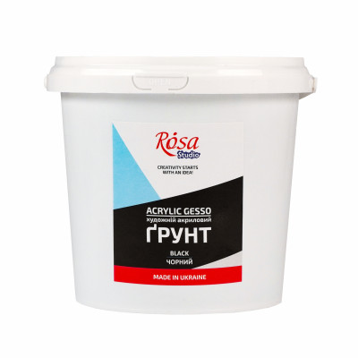 Грунт акриловий художній чорний, 1000 мл, ROSA Studio