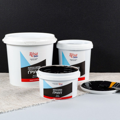 Грунт акриловий художній чорний, 1000 мл, ROSA Studio