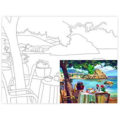 Полотно на картоні з контуром, Морські пейзажі №4, 30*40, бавовна, акрил, ROSA START