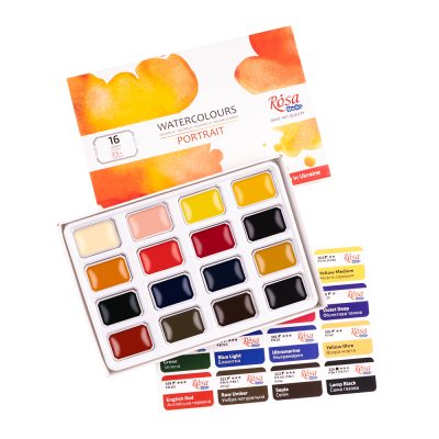 Набор акварельных красок ROSA Studio PORTRAIT, 16x2,5 мл, кюветы, картонная упаковка Набор акварельных красок ROSA Studio PORTRAIT, 16x2,5 мл, кюветы, картонная упаковка