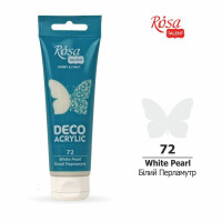 Акрил для декору, Білий, перламутр, 75 мл, ROSA TALENT