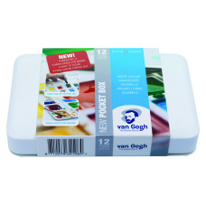 Набор акварельных красок VAN GOGH Pocket box 12 кювет + кисточка, Royal Talens
