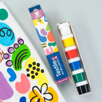 Набор акриловых красок для росписи тканей Colors 6x10мл Arteo