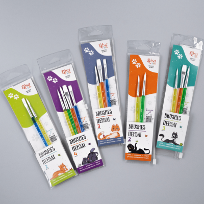 Набор кистей 2, синтетика, 2шт: круглая (№6), плоская (№6), ROSA Kids