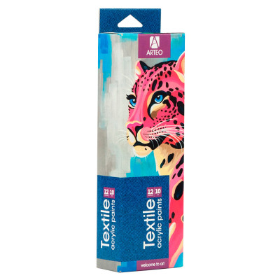 Набір акрилових фарб для розпису тканин Animal 12x10 мл Arteo Набір акрилових фарб для розпису тканин Animal 12x10 мл Arteo