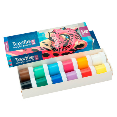 Набір акрилових фарб для розпису тканин Animal 12x10 мл Arteo