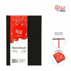 Блокнот A4 (21х29,7см), 100 г м , 96л., черный, ROSA Studio
