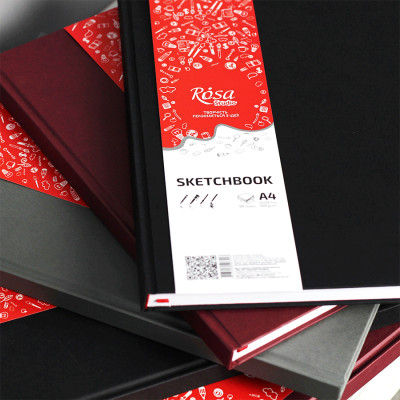 Блокнот A4 (21*29,7см), 100г/м, 96л., чорний, ROSA Studio