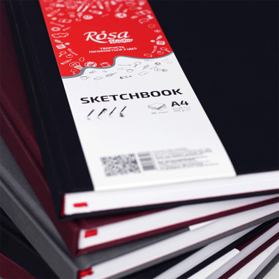 Блокнот A4 (21*29,7см), 100г/м, 96л., чорний, ROSA Studio