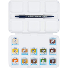 Набор акварельных красок VAN GOGH Pocket box SHADES OF NATURE 12 кювет + кисточка, Royal Talens