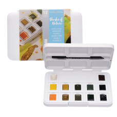 Набор акварельных красок VAN GOGH Pocket box SHADES OF NATURE 12 кювет + кисточка, Royal Talens