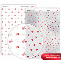 Бумага двусторонняя матовая, дизайнерская Red Hearts 1, с тиснением, 21х29,7 см, 200 гм2, ROSA TALENT (5311193)
