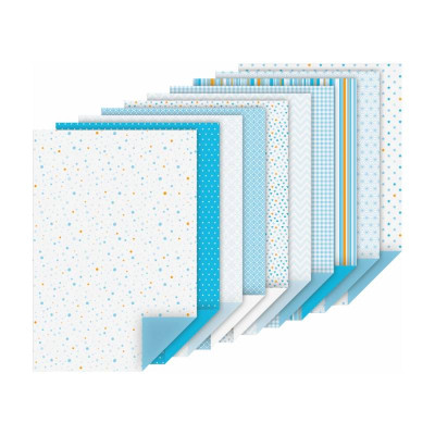 Набор дизайнерской бумаги, Голубой, матовый, 20 шт, А4 (21х29,7 см), 100-220 г м2, Heyda