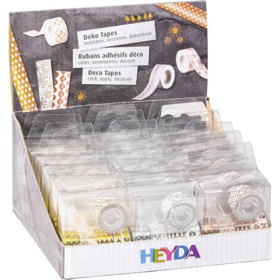 Дисплей паперових скотчів Christmas mini, із пластиковим диспенсером, 12 ммх3 м, 5 шт. у наборі, 18 шт, Heyda