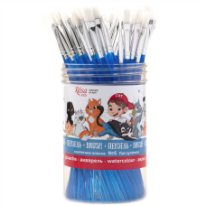 Пензель синтетика плаский №6 60 шт синя ручка ROSA Kids