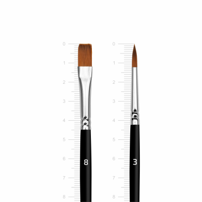 Набор кистей для росписи тканей №2 синтетика 2шт, круглая (№3), плоская (№ 8) короткая ручка Arteo