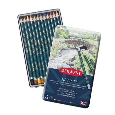 Набір кольорових олівців Artists 12 шт, металева коробка Derwent