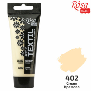 Краска по ткани акриловая, Кремовая, 60 мл, ROSA TALENT (263460402)
