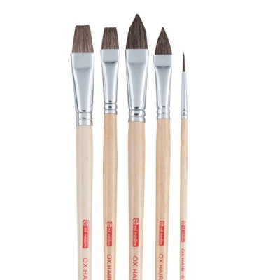 Набор кистей для масляной живописи, ушной волос, круглая (№6), овальная (№10, 14), плоская (№10, 14), Talens Art Creation