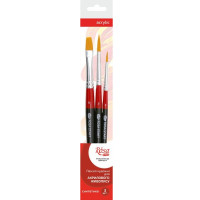 Набор кистей 6, синтетика, 3 шт, плоская (№10), круглая (№2,5), короткая ручка ROSA Studio