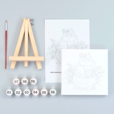 Набір картина за номерами Квіткова капібара, 15x15 см, з мольбертом ROSA START