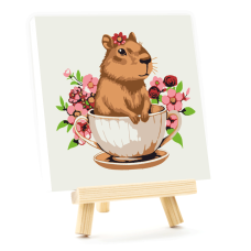Набір картина за номерами Квіткова капібара, 15x15 см, з мольбертом ROSA START