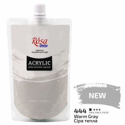 Краска акриловая Серая теплая 200 мл ROSA Studio