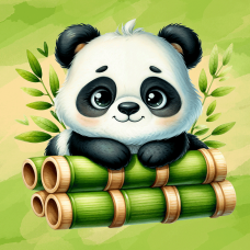 Холст хлопок на ХДФ с контуром Cute Panda 20x20, акриловый грунт, Arteo
