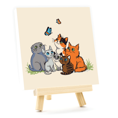 Набор картина по номерам Funny Cats, 15x15 см, с мольбертом ROSA START Набор картина по номерам Funny Cats, 15x15 см, с мольбертом ROSA START