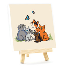 Набор картина по номерам Funny Cats, 15x15 см, с мольбертом ROSA START