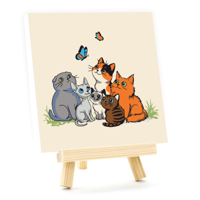 Набор картина по номерам Funny Cats, 15x15 см, с мольбертом ROSA START