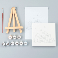 Набор картина по номерам Funny Cats, 15x15 см, с мольбертом ROSA START