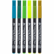 Набор маркеров Koi Coloring Brush Pen, BOTANICAL 6цв, Sakura