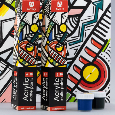 Набір акрилових фарб Geometric матові 6x10 мл Arteo
