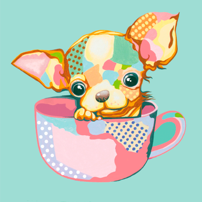 Холст хлопок на ХДФ с контуром Pop Art Puppy 20x20, акриловый грунт, Arteo