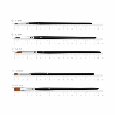 Набор кистей №4 синтетика, 5шт, круглая (№1,3,4), плоская (№ 4,8) короткая ручка Arteo