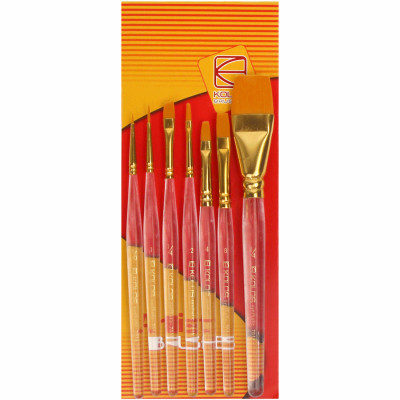 Набір пензлів 7016, синтетика круг/плос/кут/овал, 2/3/1/1 шт, KOLOS