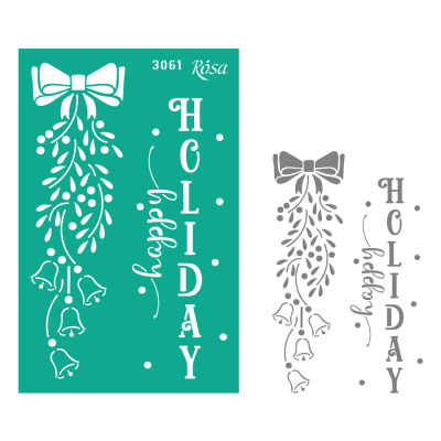 Трафарет многоразовый, №3061, Элементы и надписи 13х20см, серия Новый год, ROSA Talent