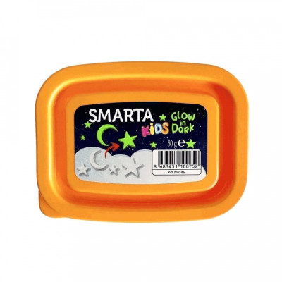 Пластика самозастывающая, Белая Glow in Dark, 50 г, Smarta Kids