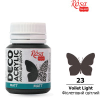 Акрил для декору, Фіолетовий світлий, матовий, 20 мл, ROSA TALENT (20023)