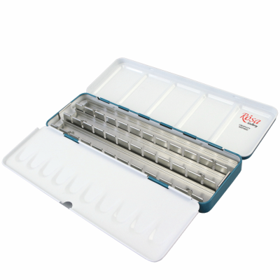 Пенал металевий для акварельних фарб на 21 кювет бірюзовий ROSA Gallery