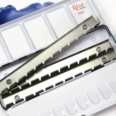 Пенал металевий для акварельних фарб на 21 кювет бірюзовий ROSA Gallery