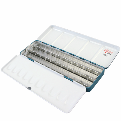 Пенал металевий для акварельних фарб на 21 кювет бірюзовий ROSA Gallery