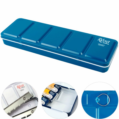 Пенал металевий для акварельних фарб на 21 кювет бірюзовий ROSA Gallery