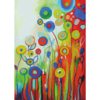 Полотно на картоне с контуром, Мелодия цветов, 25x35, мелкое зерно, серый грунт, хлопок