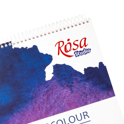 Скетчбук для акварелі на спіралі А4 Фіолетова 200 г/м² 32 арк білий папір ROSA Studio